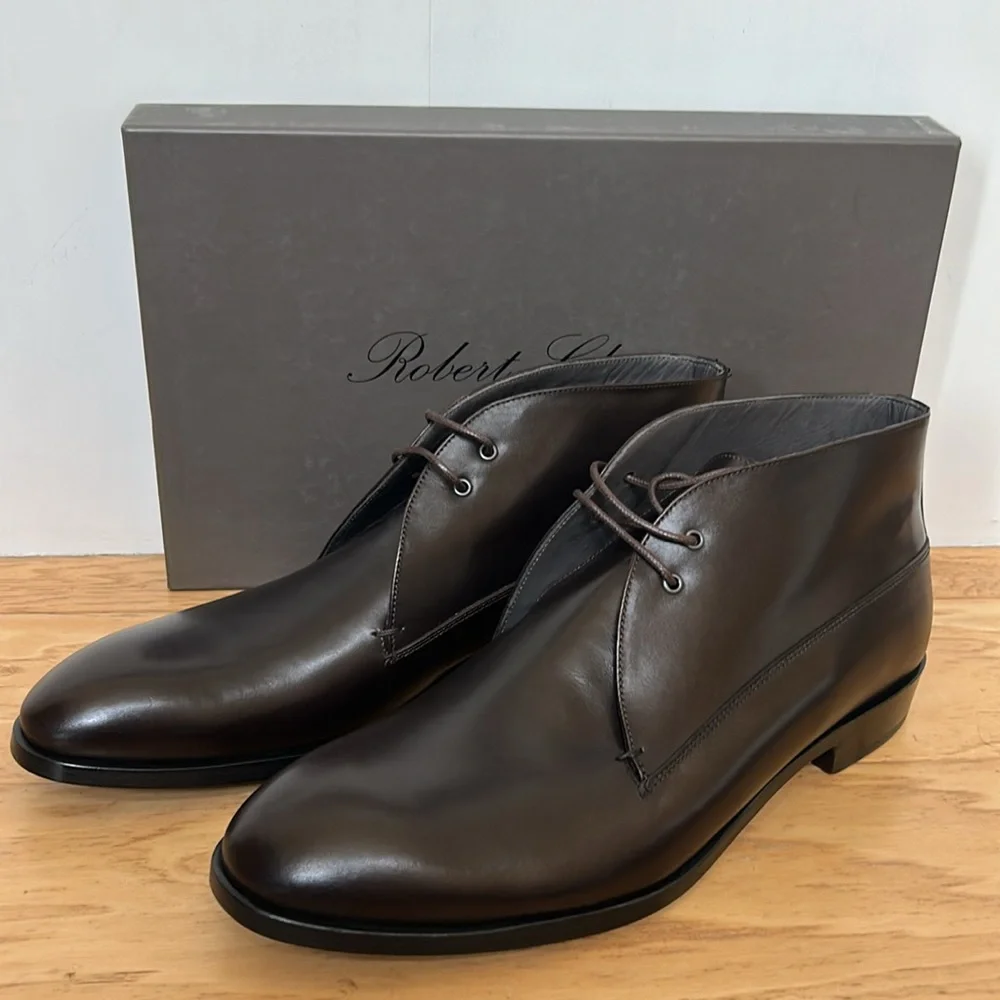 Robert Clergerie NIB Serge-dese Brown Leather Chukka Boot 10.5 EU 43 1/2
